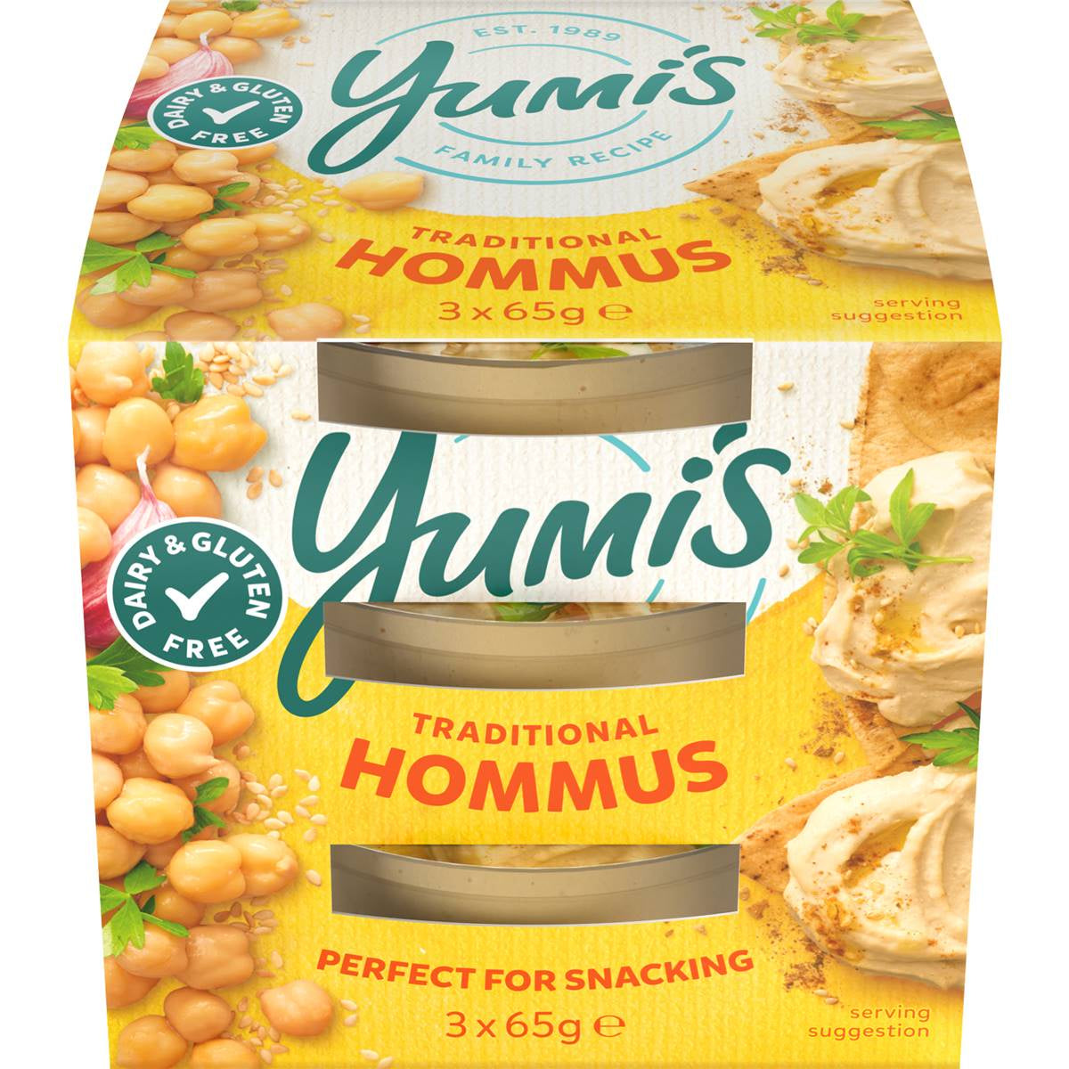 Yumis Traditional Hommus 3pk 65g