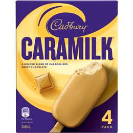 Cadbury Caramilk Ice Cream Sticks 4 pk