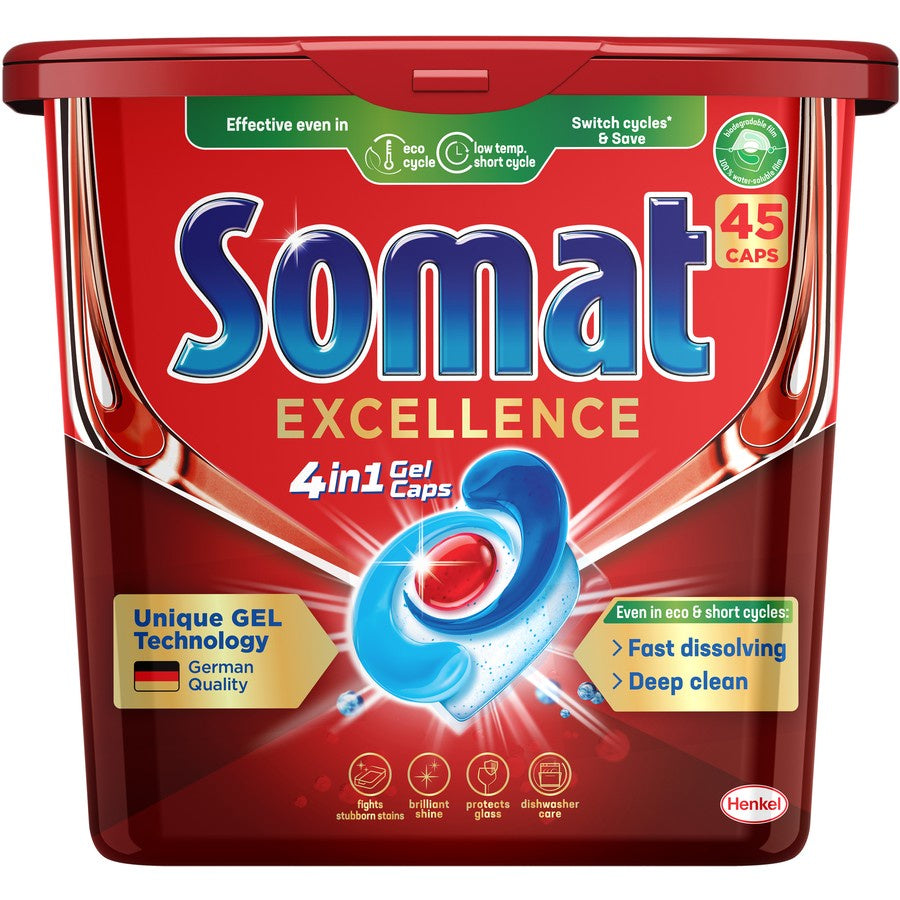 Somat Excellence Dishwasher Tablets 4-in-1 Machine 45pk