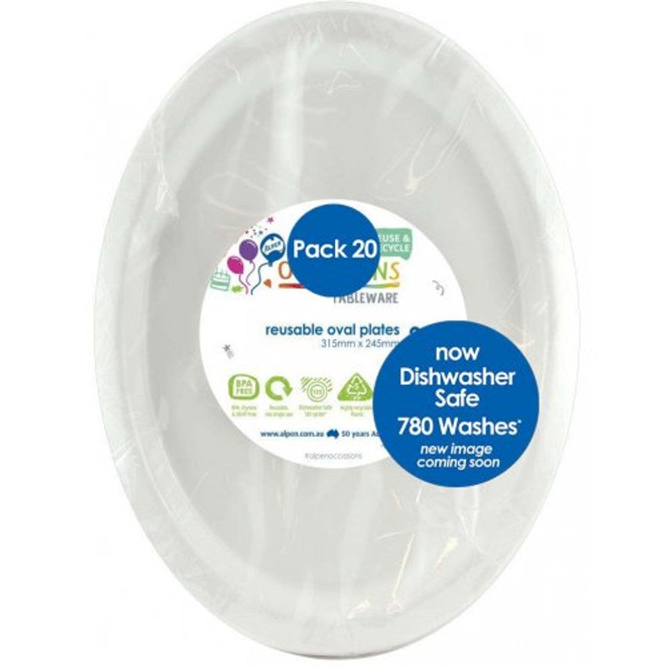 White Reusable Oval Plates 315 x 245