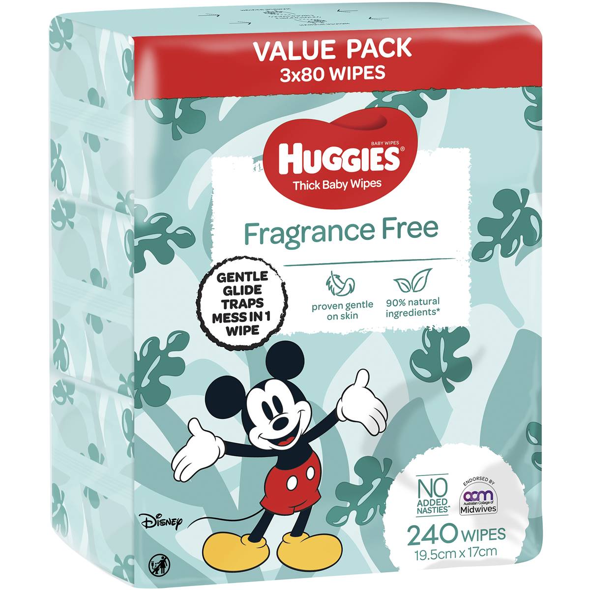 Huggies Baby Wipes Fragrance Free 80 Sheet x 3pk