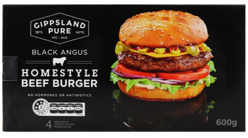 Gippsland Pure Homestyle Beef Burger 4pk