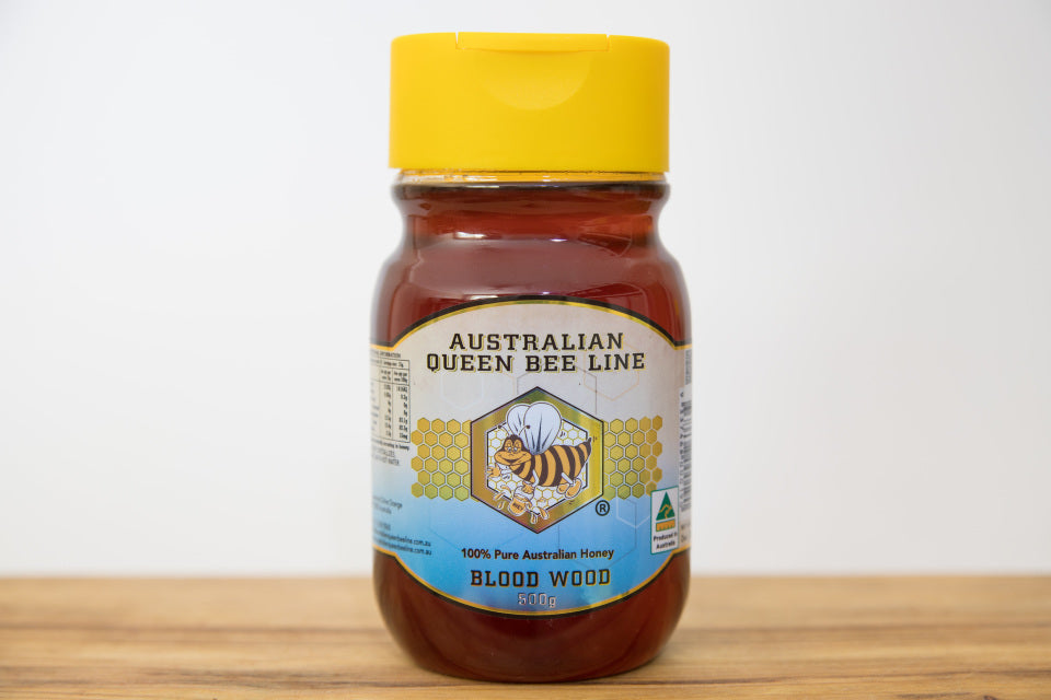 Queen Bee Line Honey Blood Wood 500g