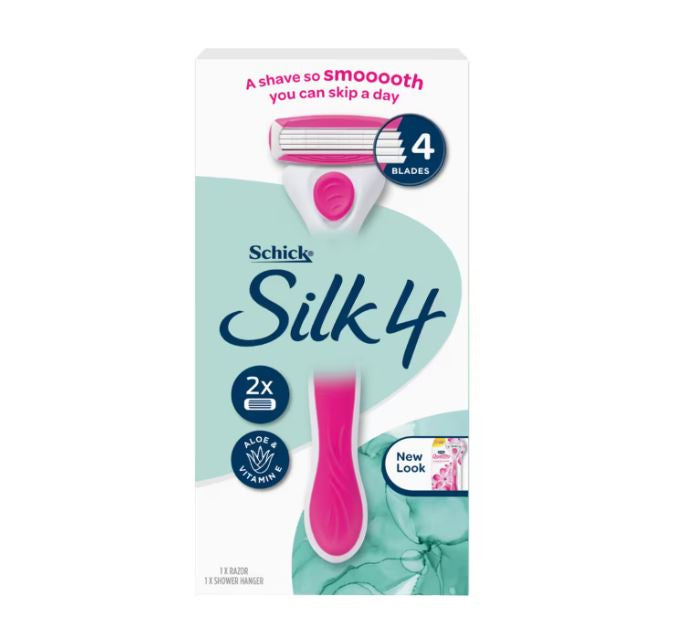 Schick Womens Silk 4 Razor Handle + 2 Blades