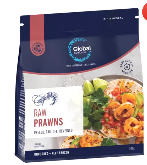 Global Seafoods Raw Prawns 500g