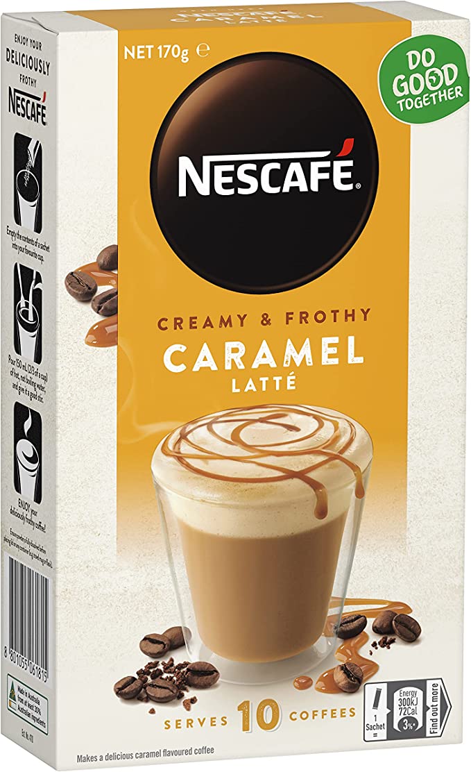 Nescafe Coffee Sachets Caramel Latte 10pk