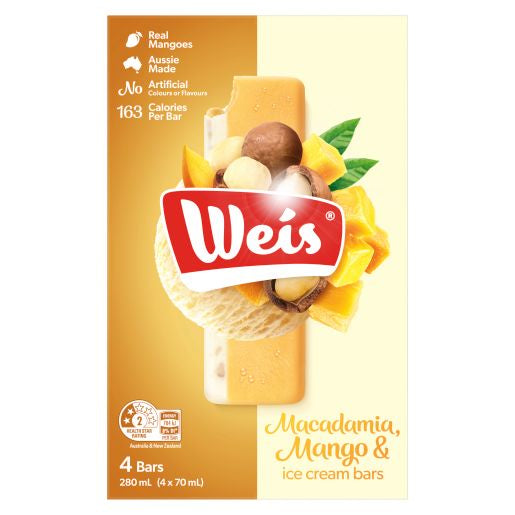 Weis Ice Cream Bar Macadamia & Mango 4pk