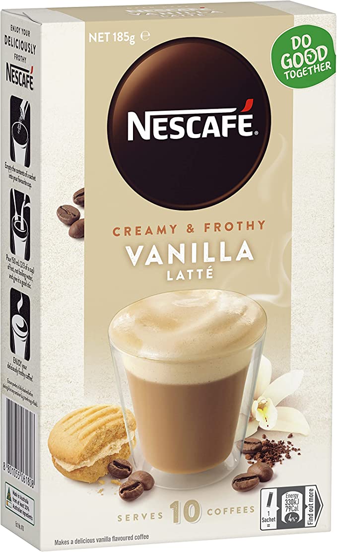 Nescafe Coffee Sachets Vanilla Latte 10pk