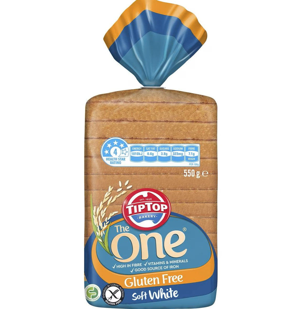 Tip Top The One Gluten Free White Sandwich Slice Bread Loaf 550g