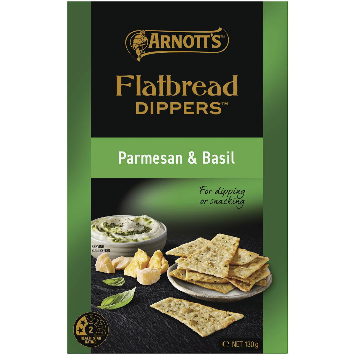 Arnotts Flatbread Dippers Parmesan & Basil Crackers 130g
