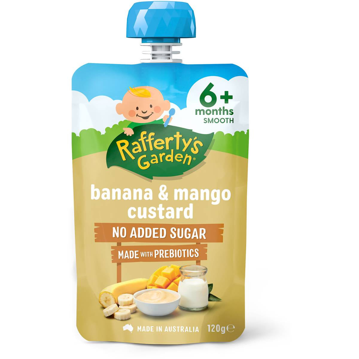 Rafferty's Garden Banana & Mango Custard Baby Food Pouch Dessert 6+ Months 120g