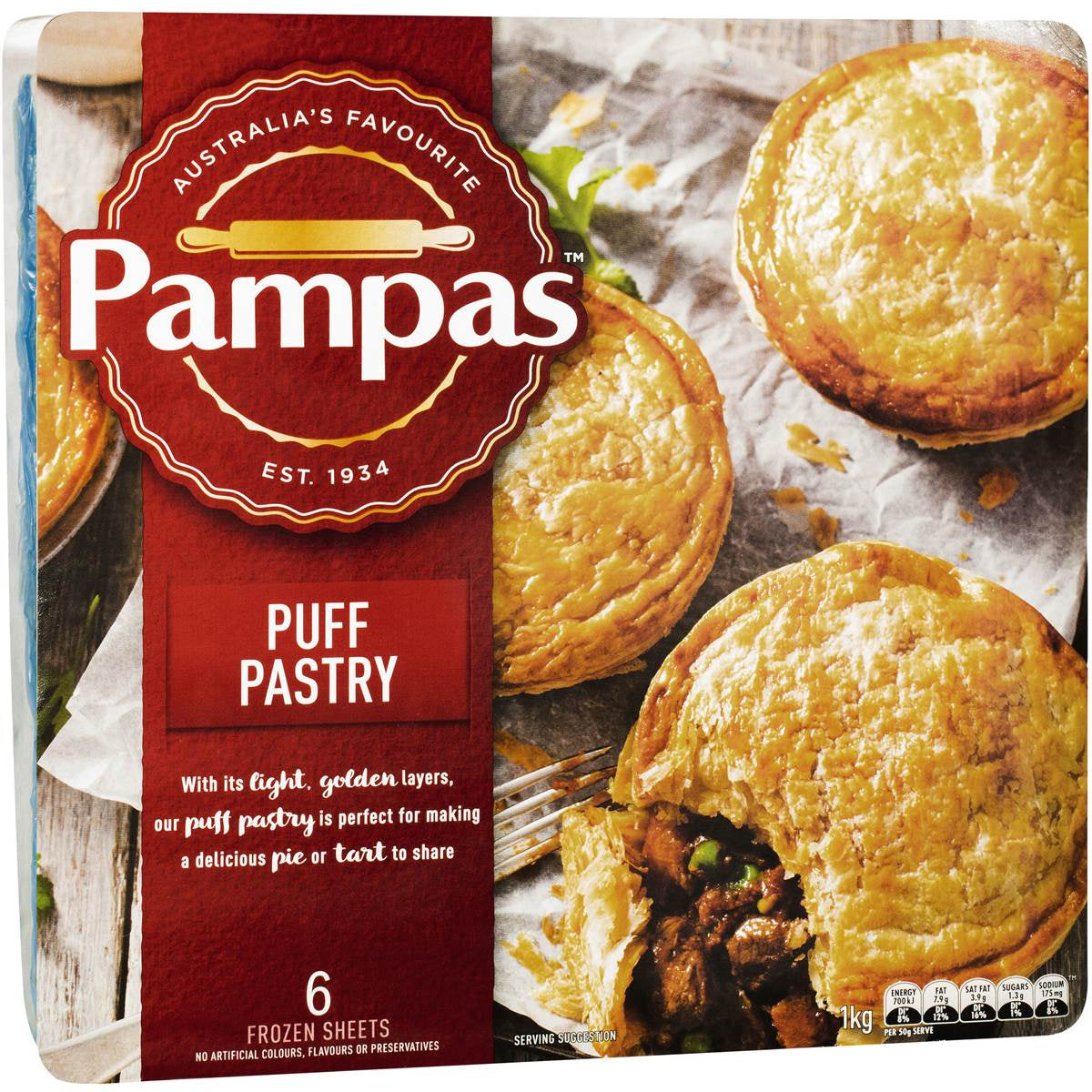 Pampas Puff Pastry 6 Sheets 1kg