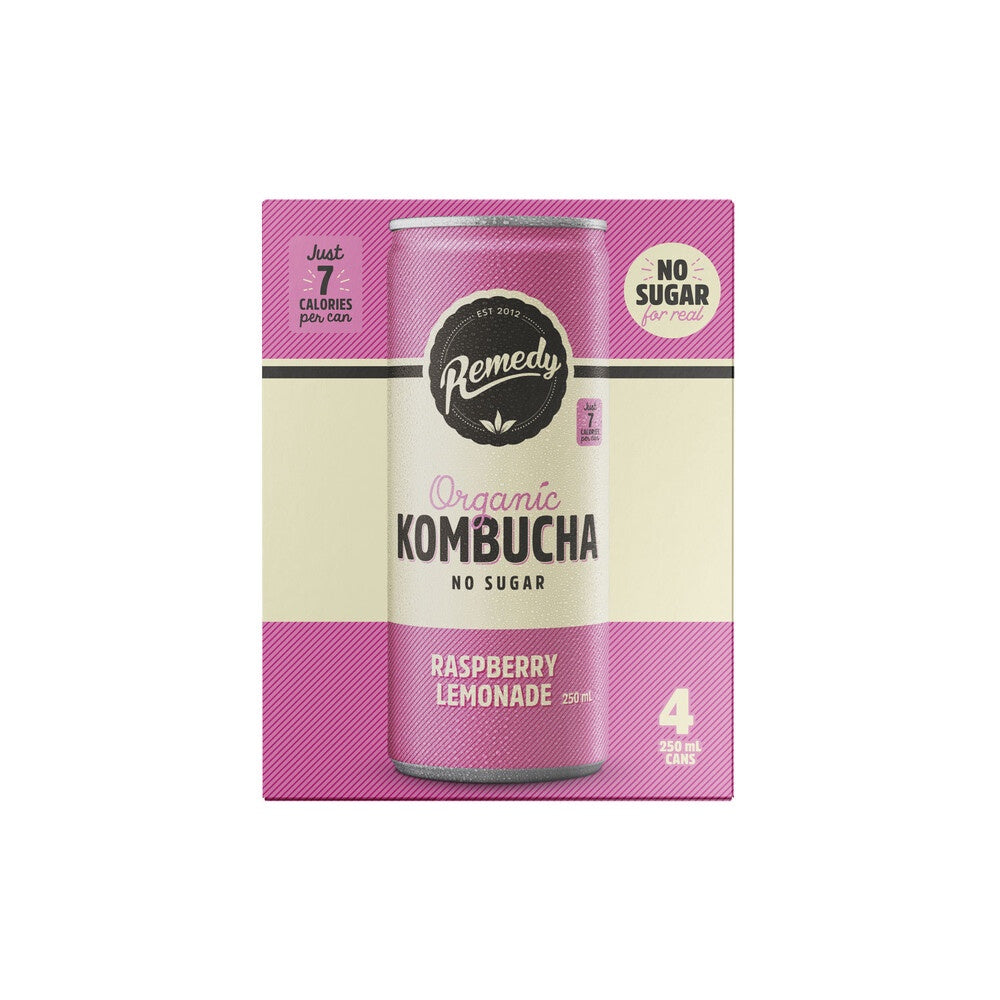 Remedy Kombucha Raspberry Lemonade 4 x 250ml