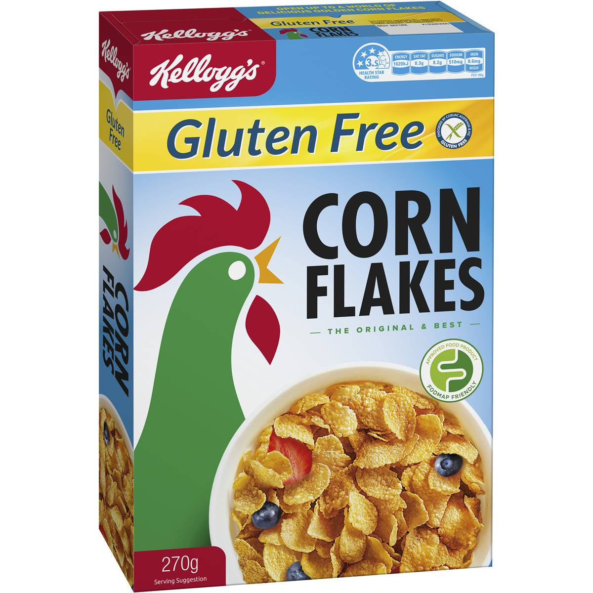 Kellogg's Corn Flakes Gluten Free Breakfast Cereal 270g