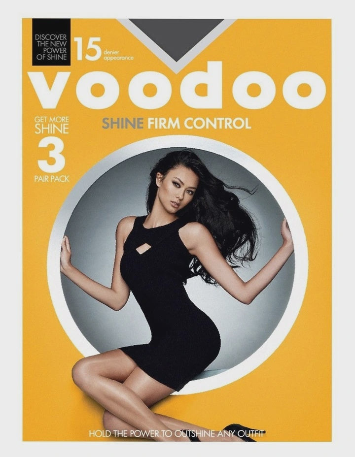 Voodoo Stocking Shine Firm Control Black Magic Tall 3pk