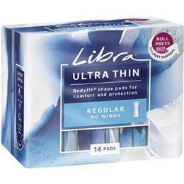 Libra Sanitary Napkins Ultra Thin Regular No Wings 14pk