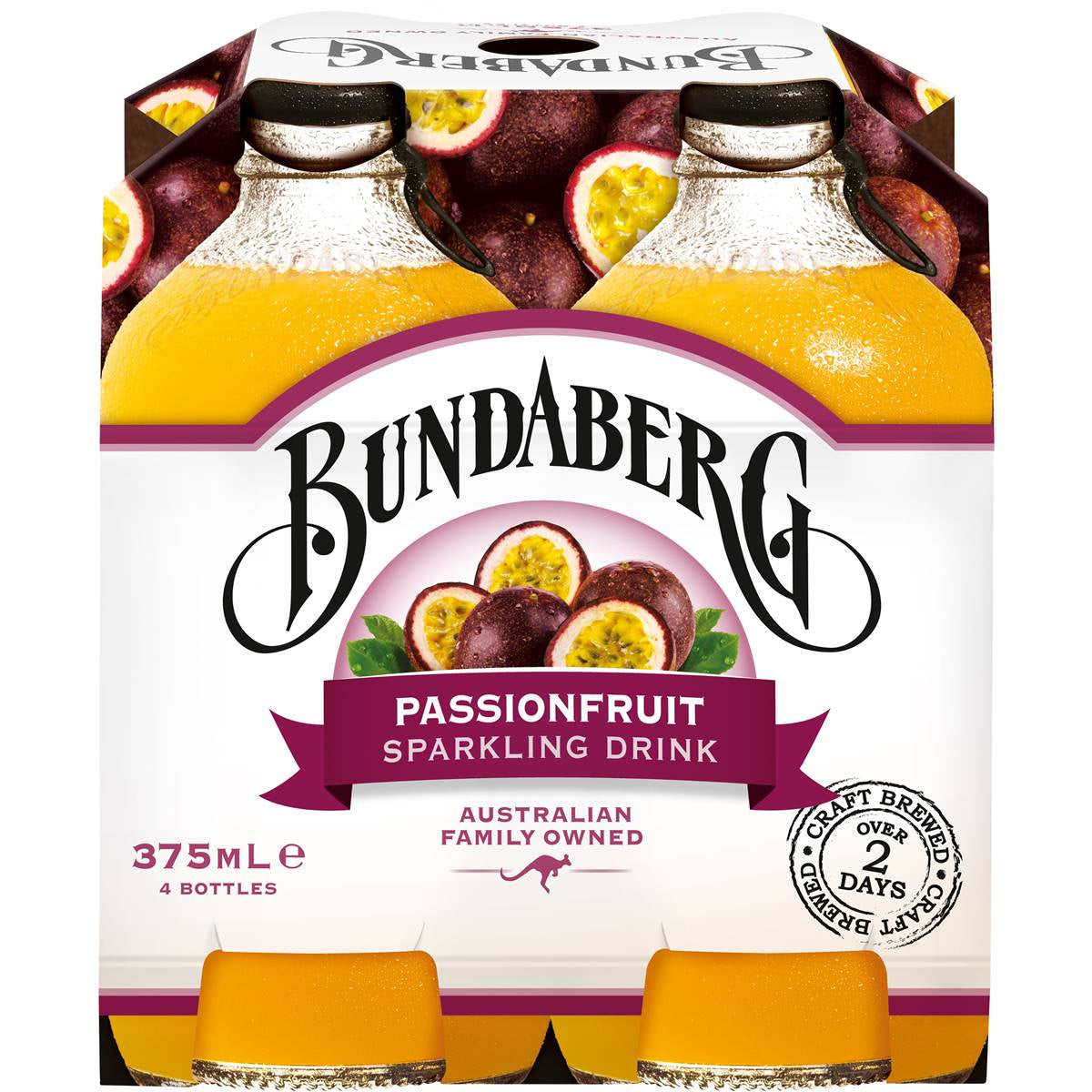 Bundaberg Sparkling Drink Passionfruit 375ml 4pk