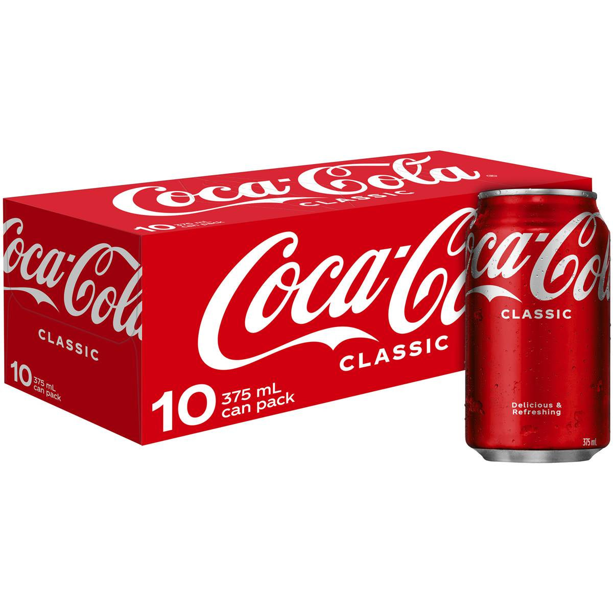 Coca-cola Classic Soft Drink Multipack Cans 375ml 10pk