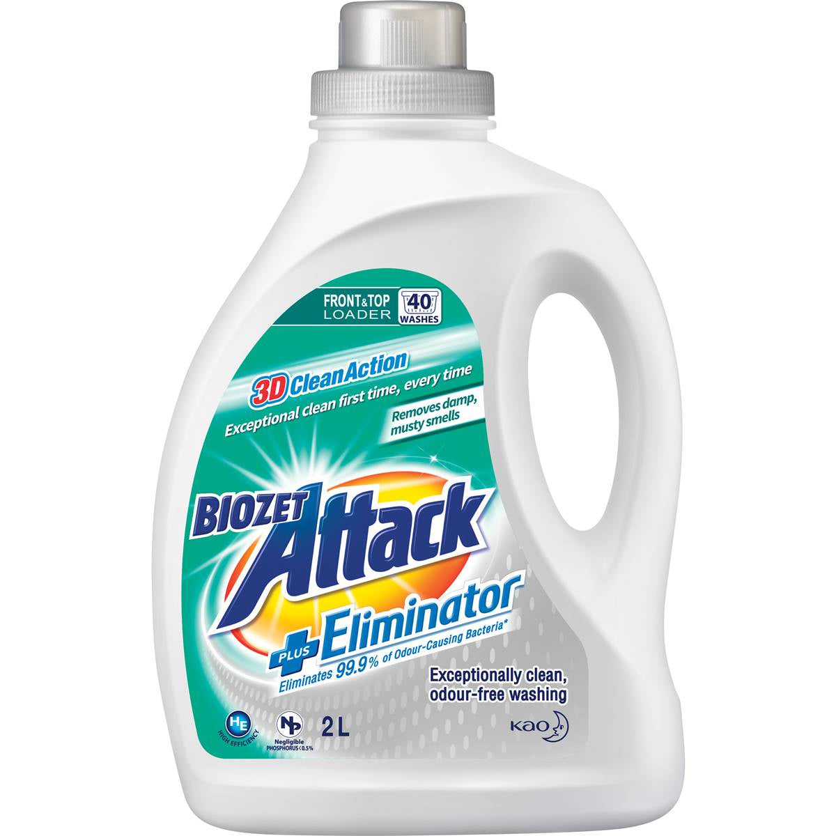 Biozet Attack  Plus Eliminator Front & Top Loader Laundry Liquid 2L