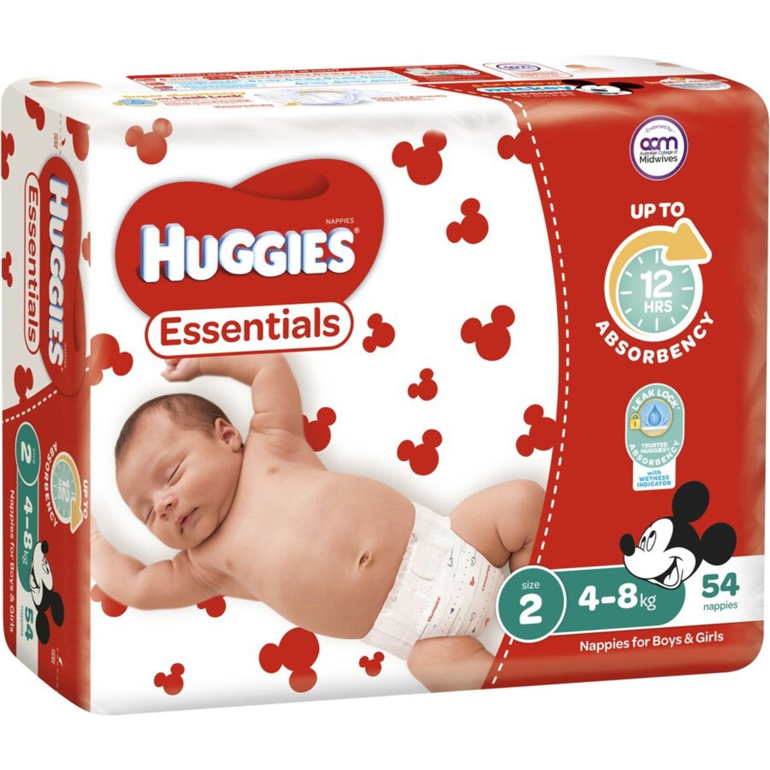 Huggies Nappies Essentials Size 2 Infant 54pk