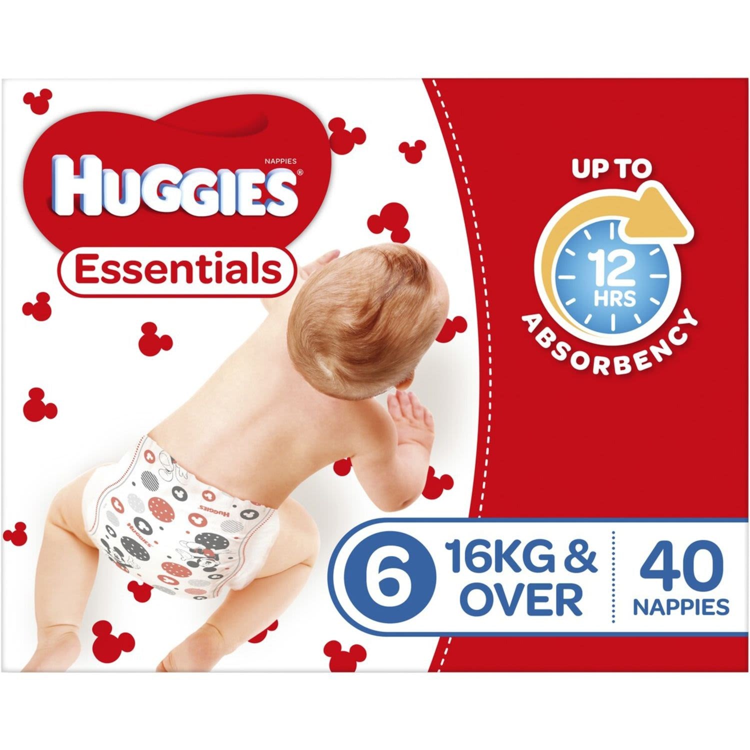 Huggies Nappies Essentials Size 6 Junior 40pk