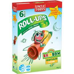 Uncle Tobys Roll Ups Rainbow Fruit Salad 6pk