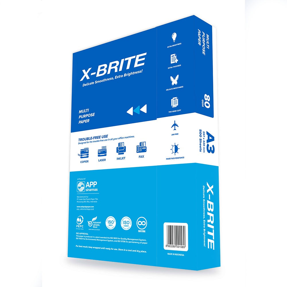 X-Brite Copy Paper A3 80gsm White 500 Sheets