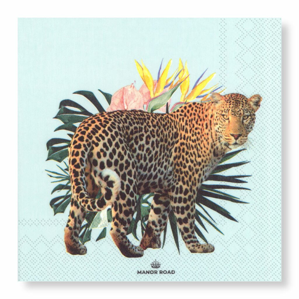 Manor Road Lunch Napkin Ice Leopard 20pk