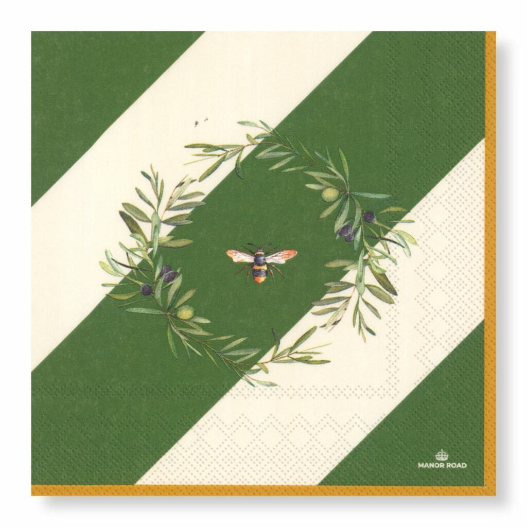 Manor Road Cocktail Napkin Olive & Bee 20pk