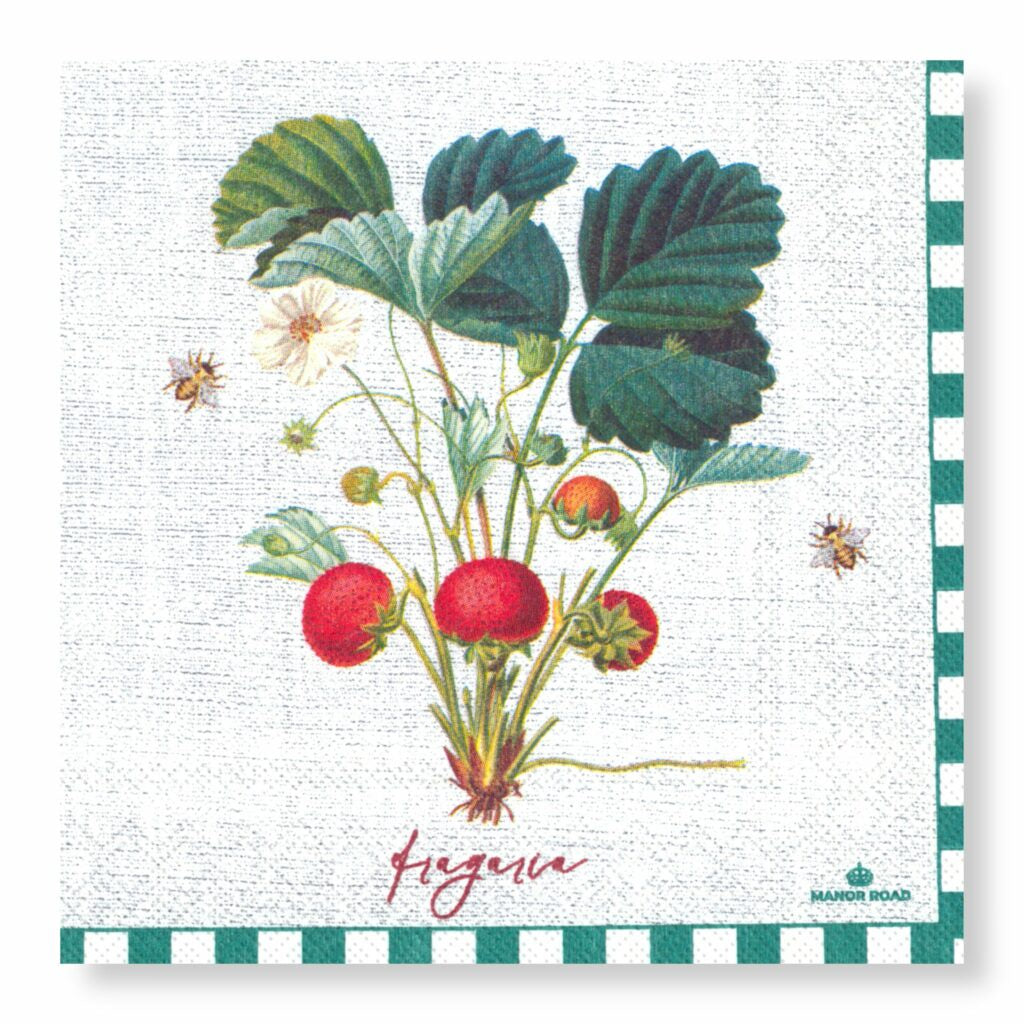 Manor Road Cocktail Napkin Strawberry Field 20pk