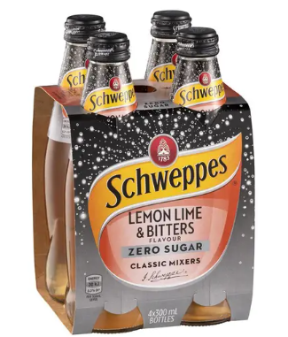 Schweppes Lemon Lime & Bitters Zero Sugar 300ml x 4pk
