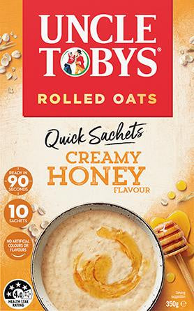Uncle Tobys Rolled Oats Quick Sachets Creamy Honey 350g
