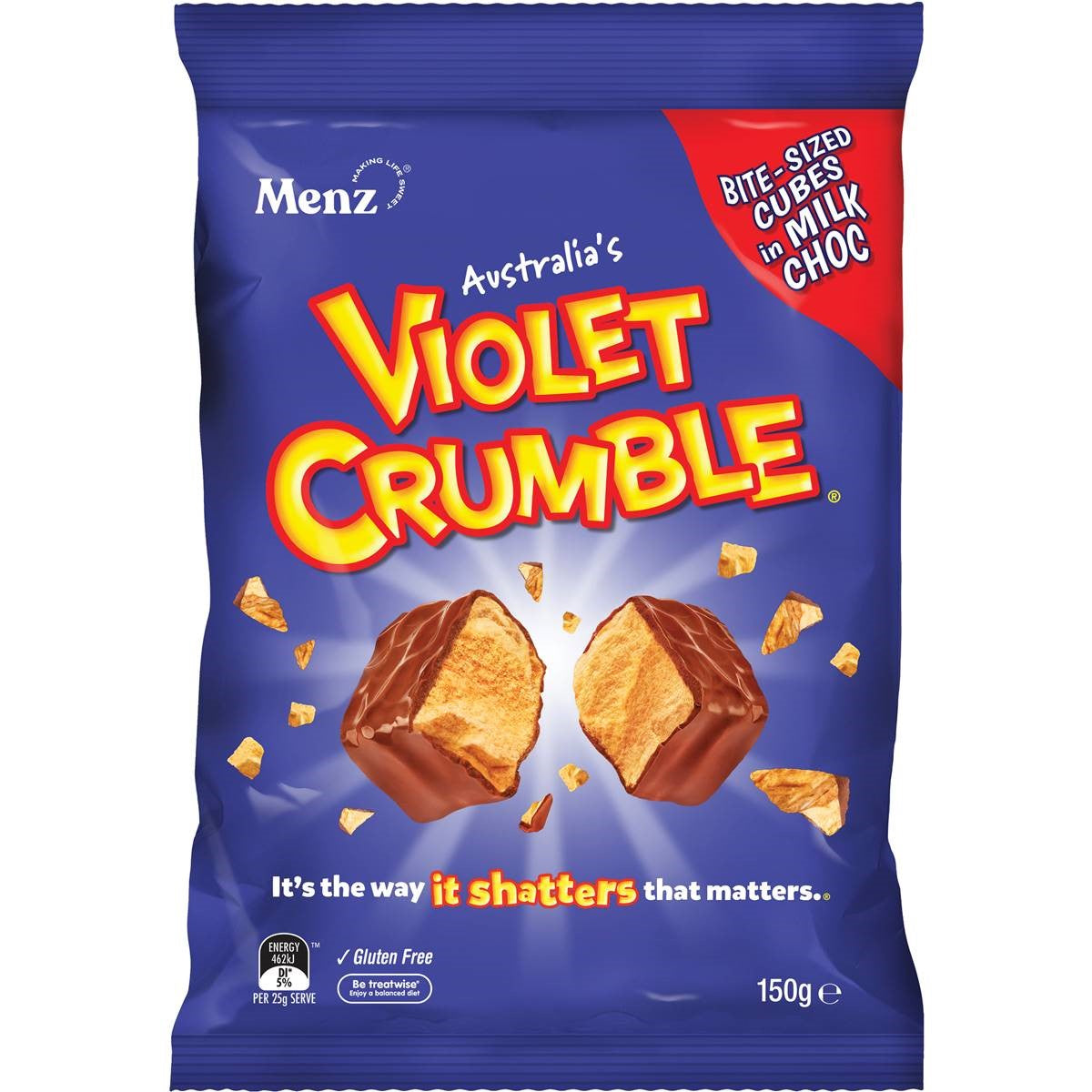 Violet Crumble  Choc Honeycomb Bites 150g