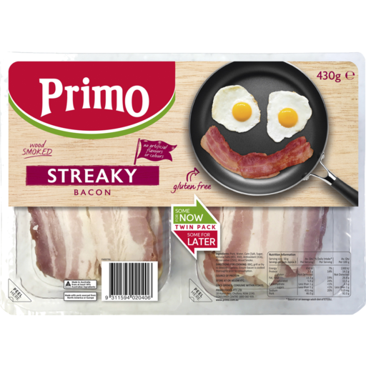 Primo Streaky Bacon Twin Pack 430g