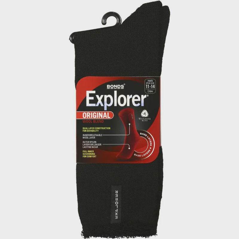 Explorer Sock Original Crew Black Size 11-14