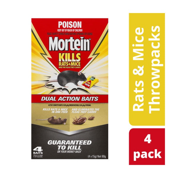 Mortein Rat Kill & Mice Dual Action Baits 4pk